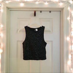 H&M Black Sequin Crop Top